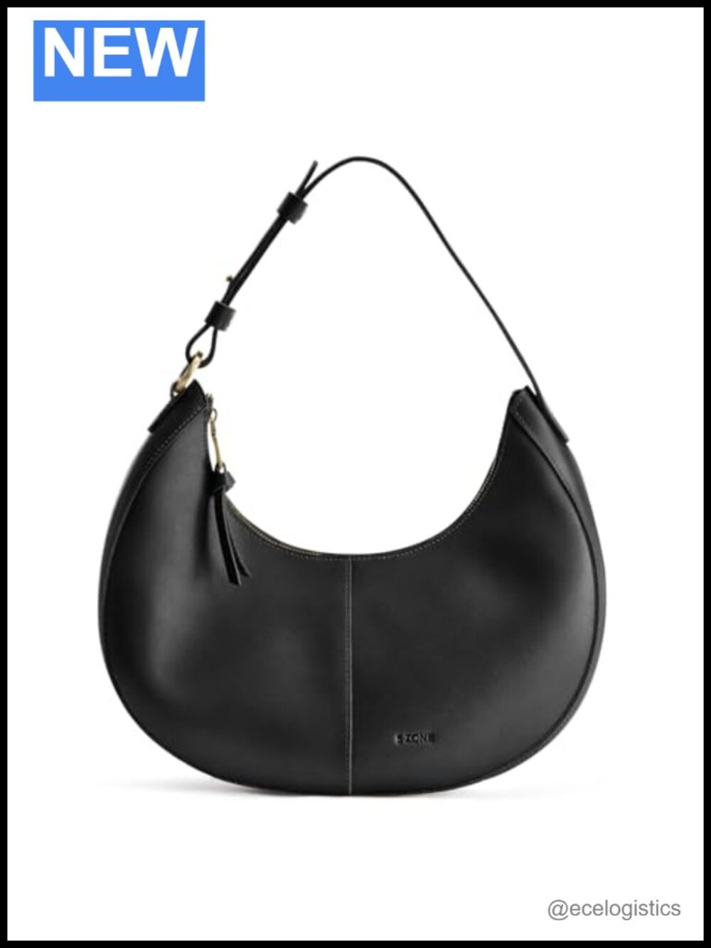 Genuine Leather Crescent Hobo Bag with Adjustable Strap Crossbody